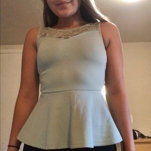 Mint Lace Peplum Top